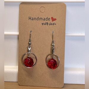 Handmade Red Drop Dangle Earrings 🔴